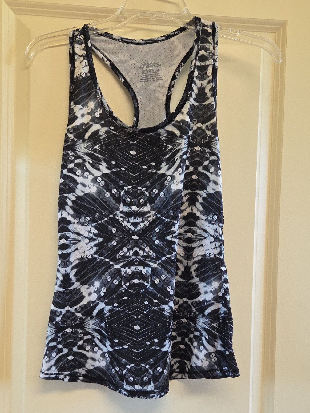 Asics Black & White Patterned Racerback Tank